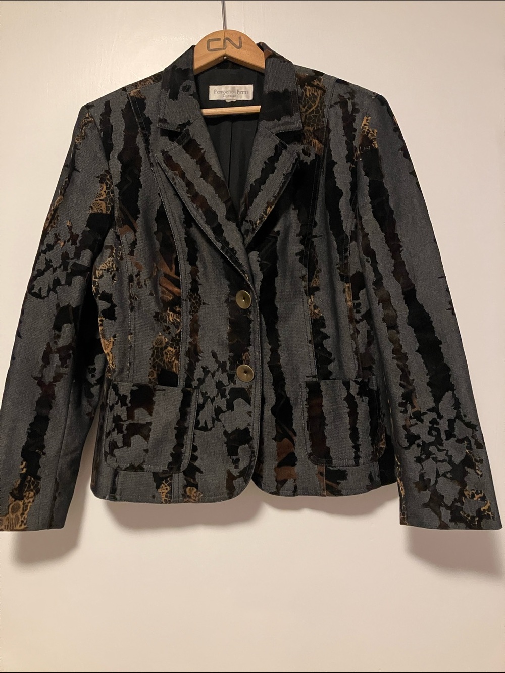 Proportion Petite Conrad C Vintage Velvet-Leopard Blazer Like New